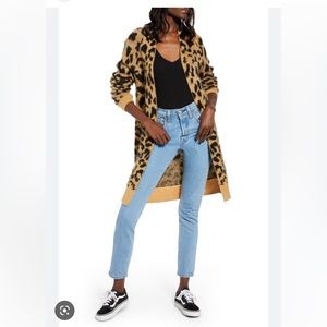 BP Long Leopard Print Cardigan XS